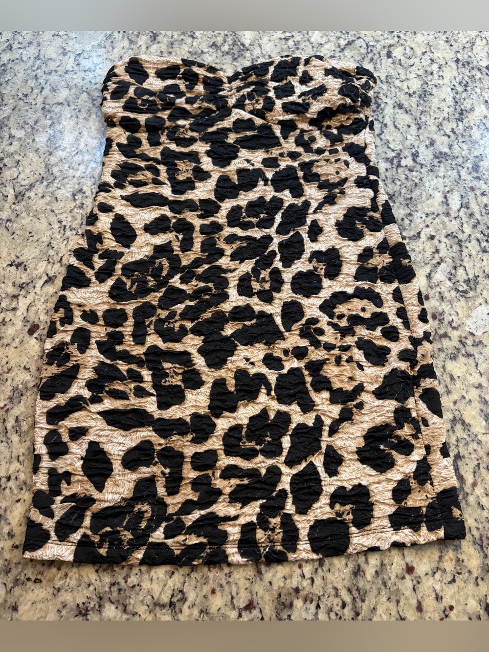 Body Central Strapless Leopard Mini Dress - Black and Tan